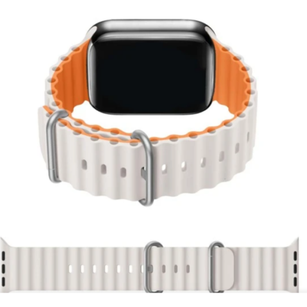 Apple Silicone Watchband Ultra/SE/8/7/6/5/4 (49/45/44/42mm) Starlight Orange - Image 2