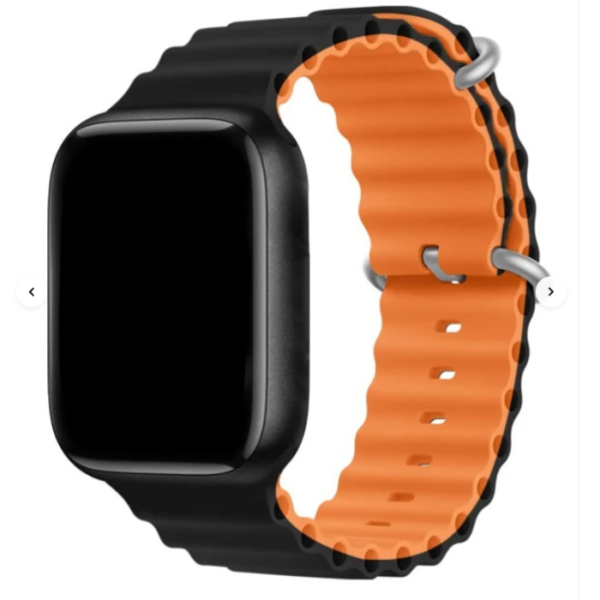 Apple Silicone Watchband Ultra/SE/8/7/6/5/4 (49/45/44/42mm) Black Orange