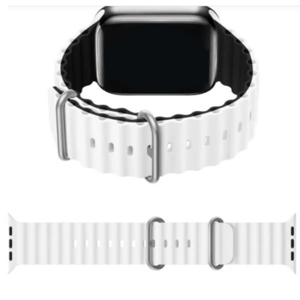 Apple Silicone Watchband Ultra/SE/8/7/6/5/4 (49/45/44/42mm) White Black - Image 2