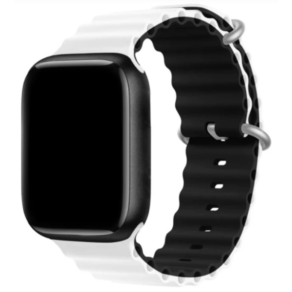 Apple Silicone Watchband Ultra/SE/8/7/6/5/4 (49/45/44/42mm) White Black