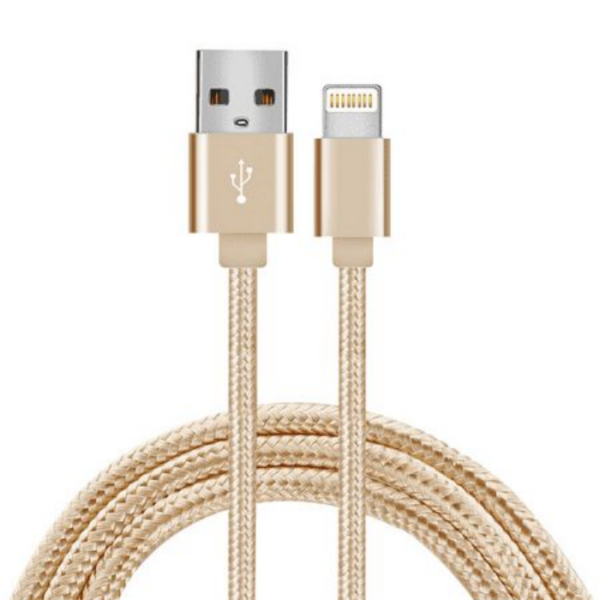 USB-Lightning Cable 2A, 2m, Braided - Gold