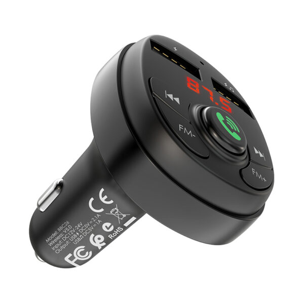 Blue Power Wireless Car FM Transmitter BC26 Music Joy - Black - Image 6