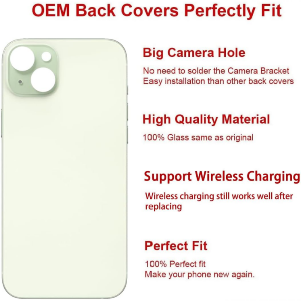 iPhone 15 Back Glass -Pre-Installed Adhesive (Green)