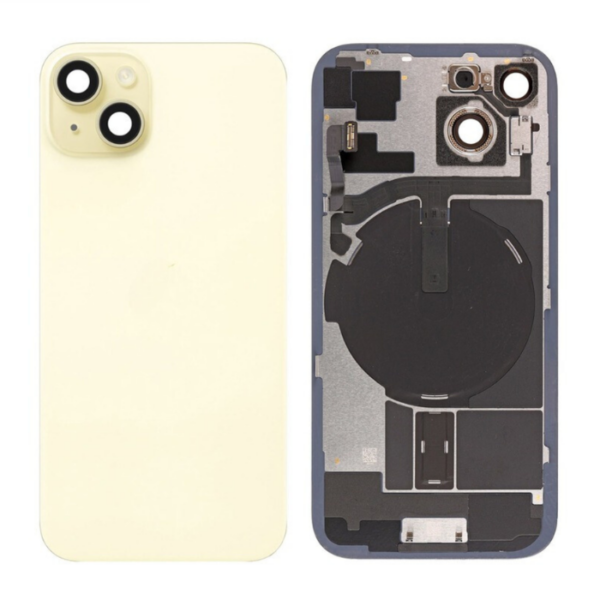 iPhone 15 Plus Back Glass With Small Parts Pulled – Yellow